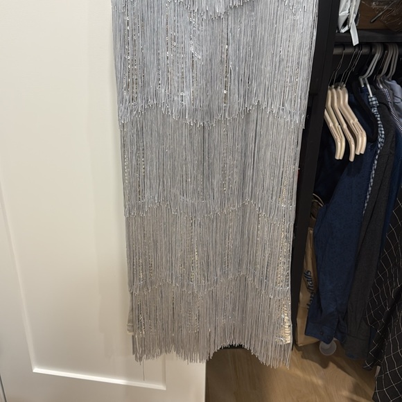 Lulu’s Get in the Groove Silver sequin Fringe bodycon maxi dress - worn once - Picture 9 of 9